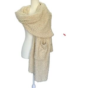 Demdaco Giving‎ Shawl Collection Ivory Cream Soft with Pockets 82" Long